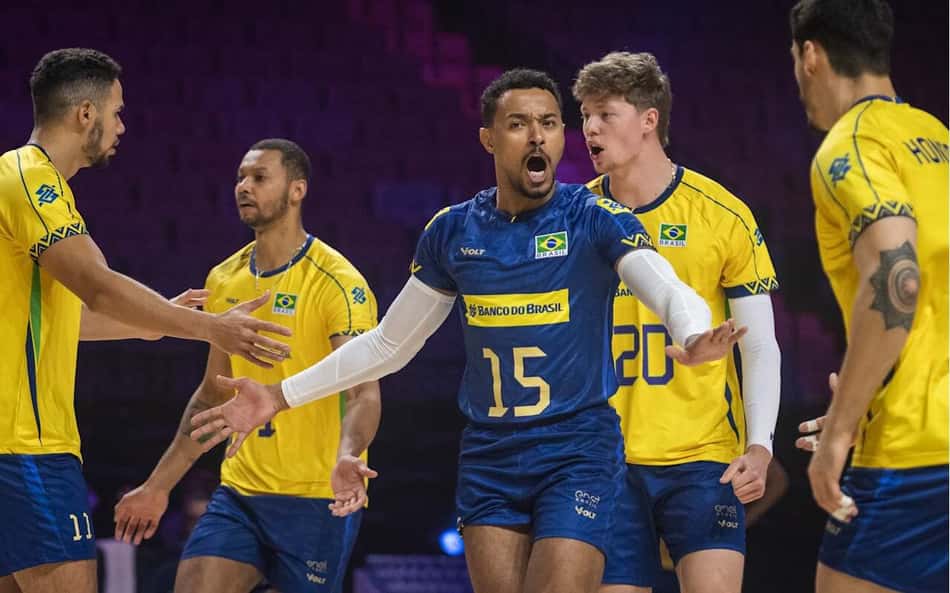 Brasil domina China e dorme na liderança da VNL masculina
