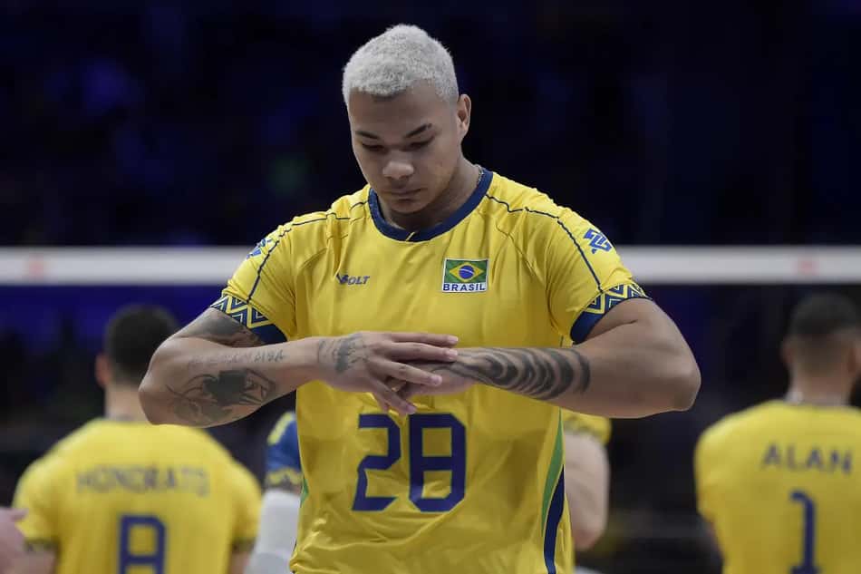 Darlan durante jogo entre Brasil e Eslovênia pela VNL 2025 no Maracanãzinho (Foto: Mauricio Val/FV Imagem/CBV)