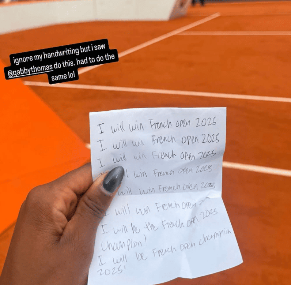 Mensagem motivacional que Coco Gauff compartilhou após o título em Roland Garros (Reprodução)