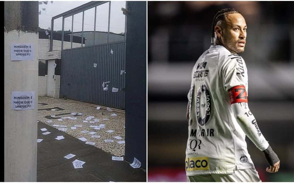 Torcida do Santos espalha cartazes no CT e manda recado a Neymar