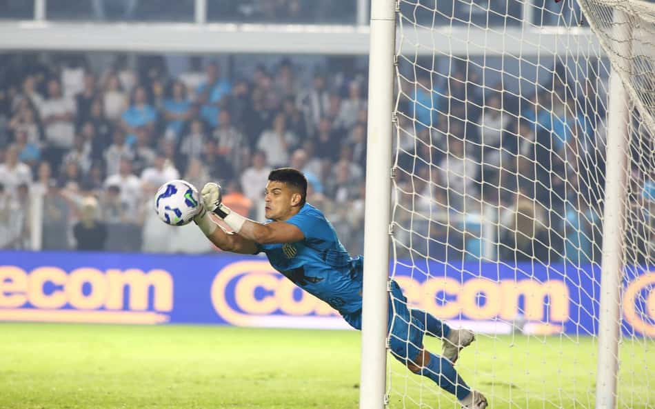 Gabriel Brazão foi um dos destaques do Santos na vitória diante do Flamengo. (Foto: Mauricio De Souza/AGIF)