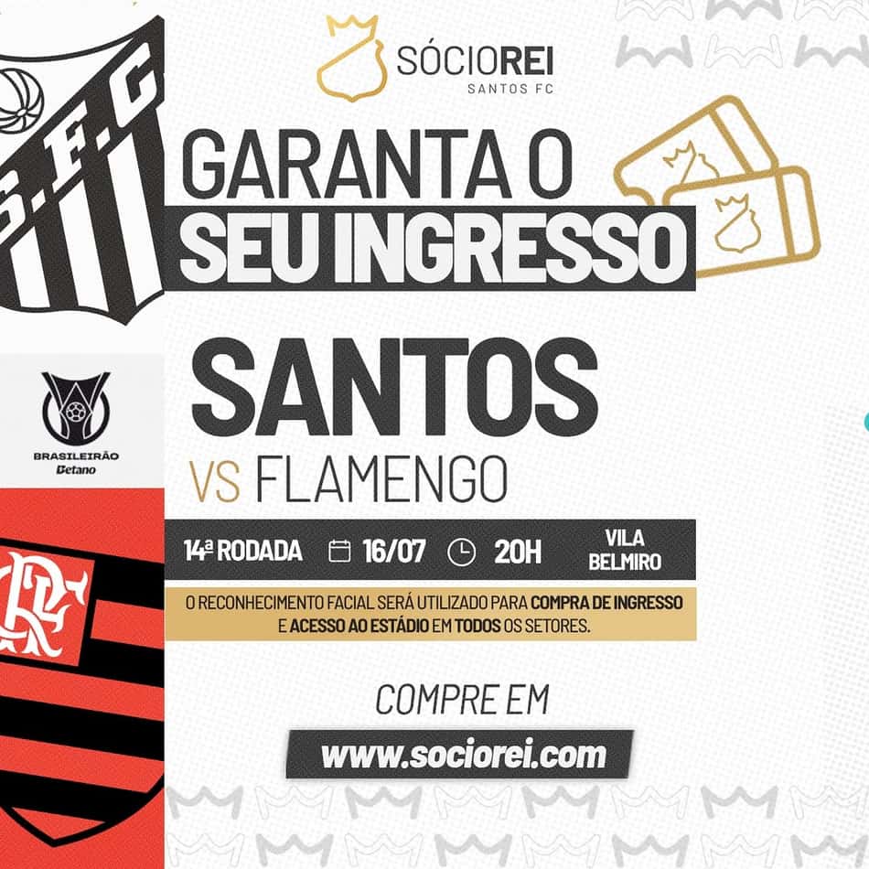 Santos inicia venda de ingressos para o duelo contra o Flamengo, na Vila Belmiro. (Foto: Divulgação/ Santos)