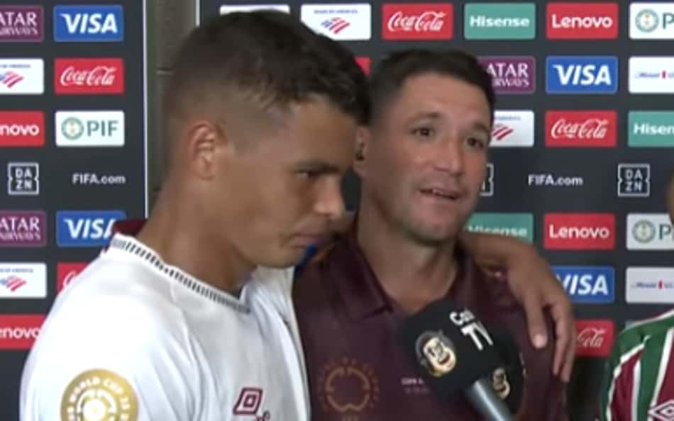 Repórter se emociona ao entrevistar Thiago Silva após classificação do Fluminense
