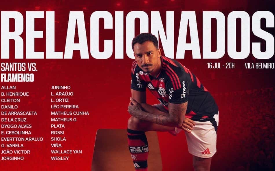 Sem Pedro, Flamengo divulga lista de relacionados para partida com o Santos