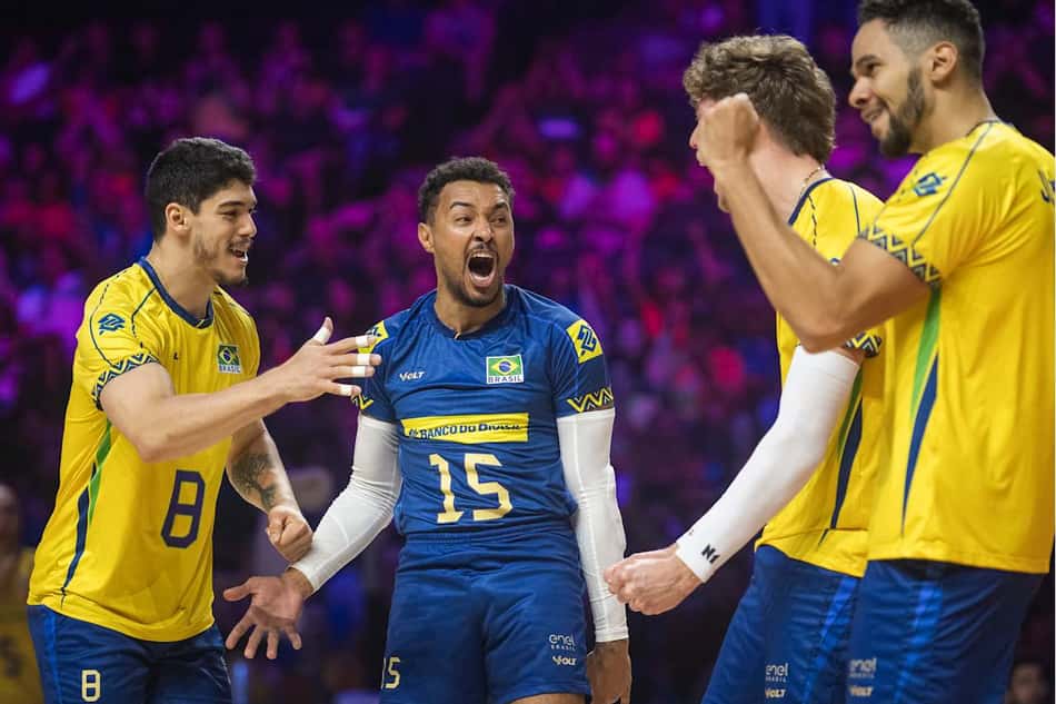 Brasil venceu a Itália por 3 sets a 2 em jogo válido pela segunda etapa da VNL (Foto: Divulgação/Volleyball Wolrd)