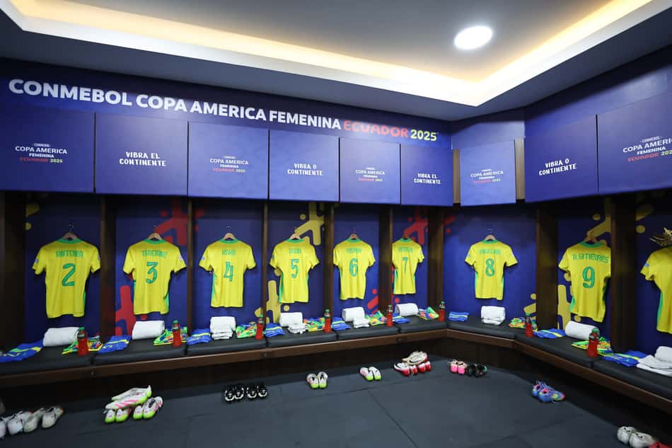 Vestiário do Brasil diante do Uruguai pela Copa América Feminina. (Lívia Villas Boas / CBF)