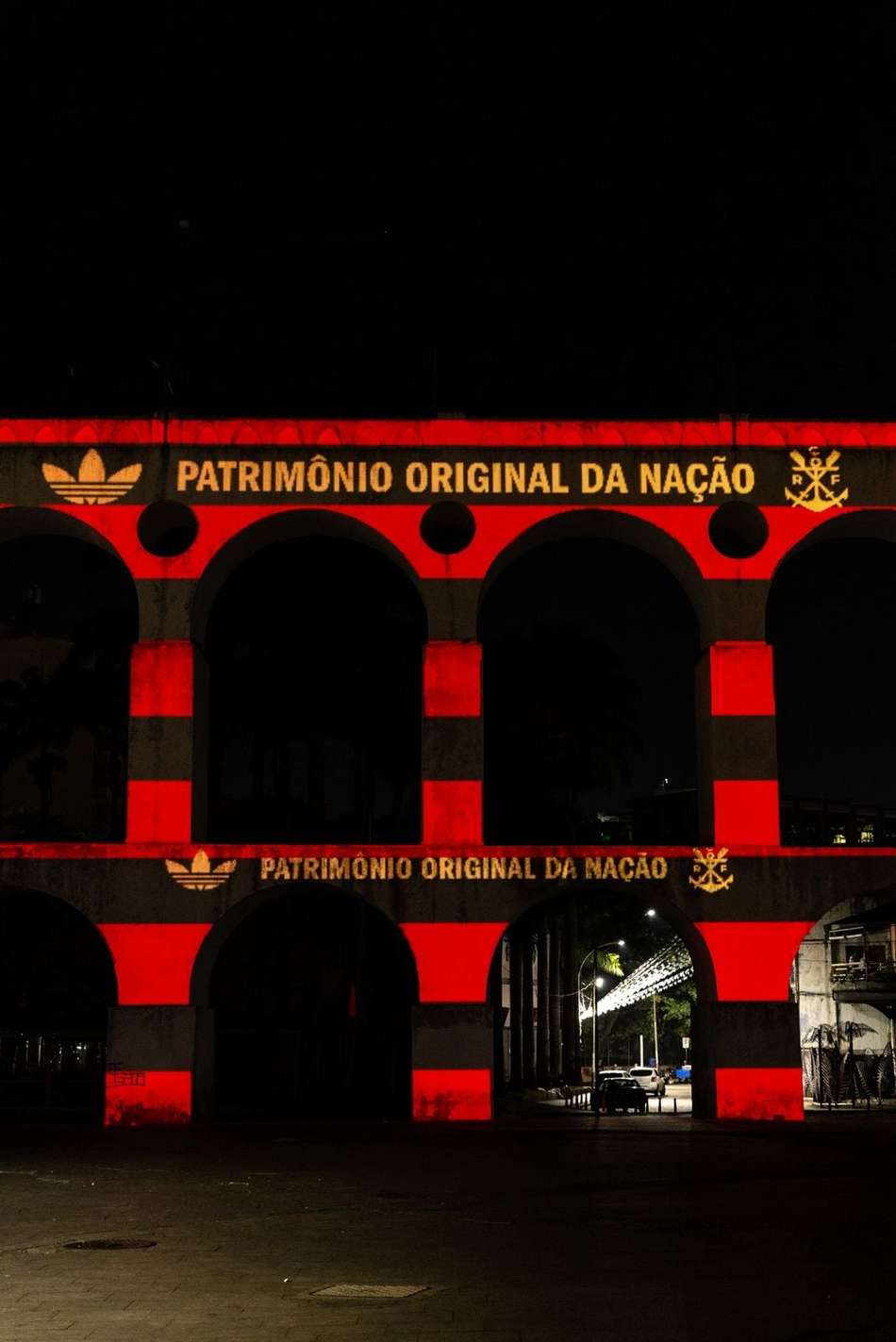 Ação do Flamengo com Adidas nos Arcos da Lapa. (Foto: Reprodução/Flamengo)