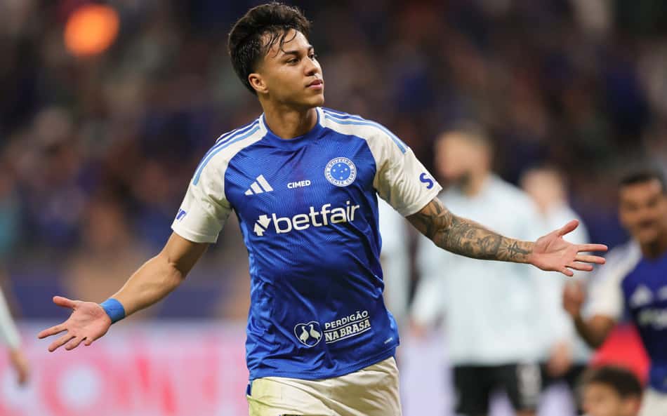 Kaio Jorge comemora gol no jogo do Cruzeiro contra o Grêmio