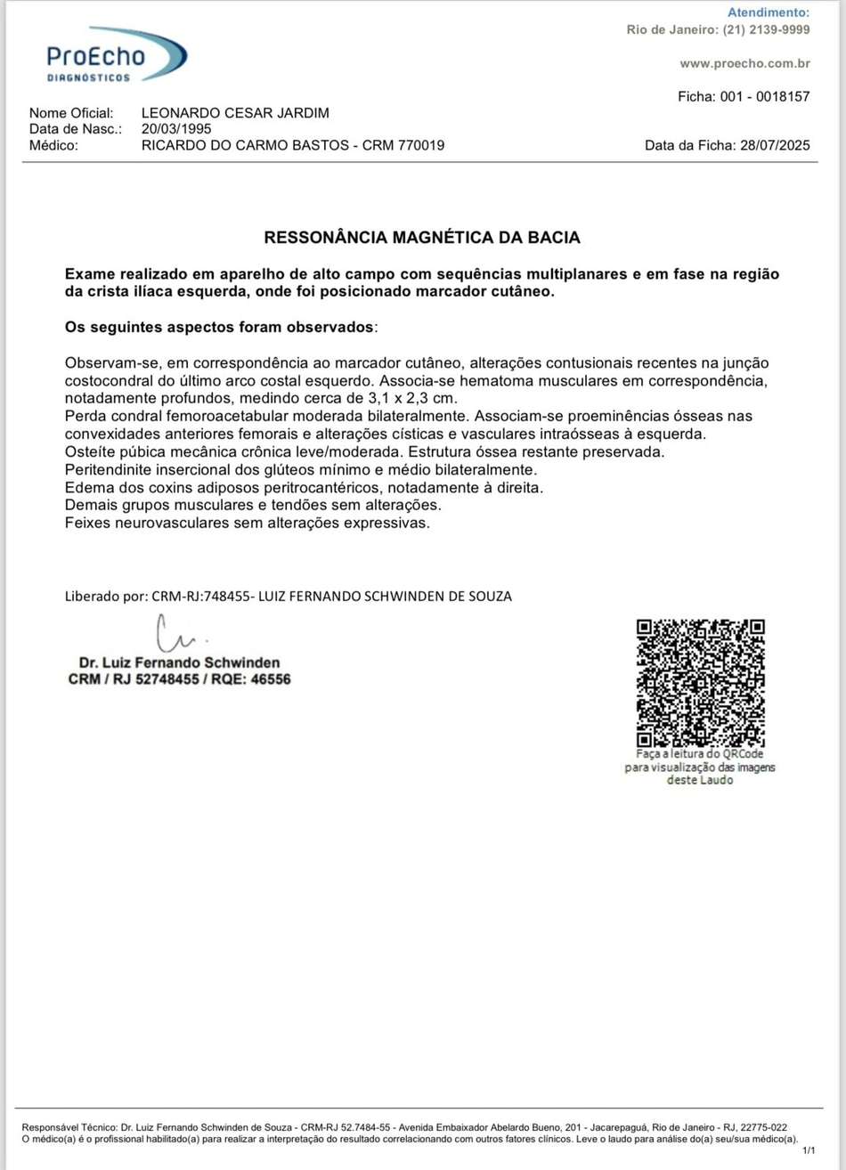 Laudo de Léo Jardim (Foto: Reprodução)