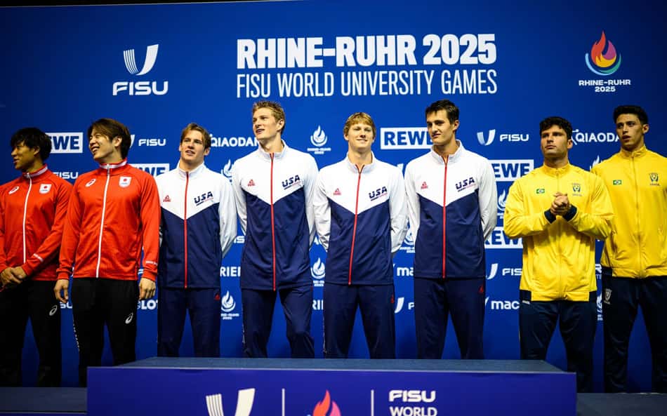 Natação: Brasil é bronze no revezamento 4x100m livre masculino na Universíade 2025