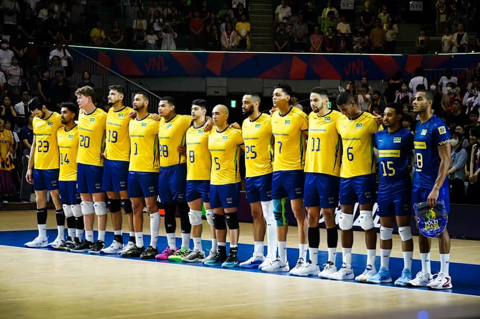 O Brasil venceu a Argentina por 3 sets a 1 pela VNL Masculina (Foto: Divulgação/Volleyball World)