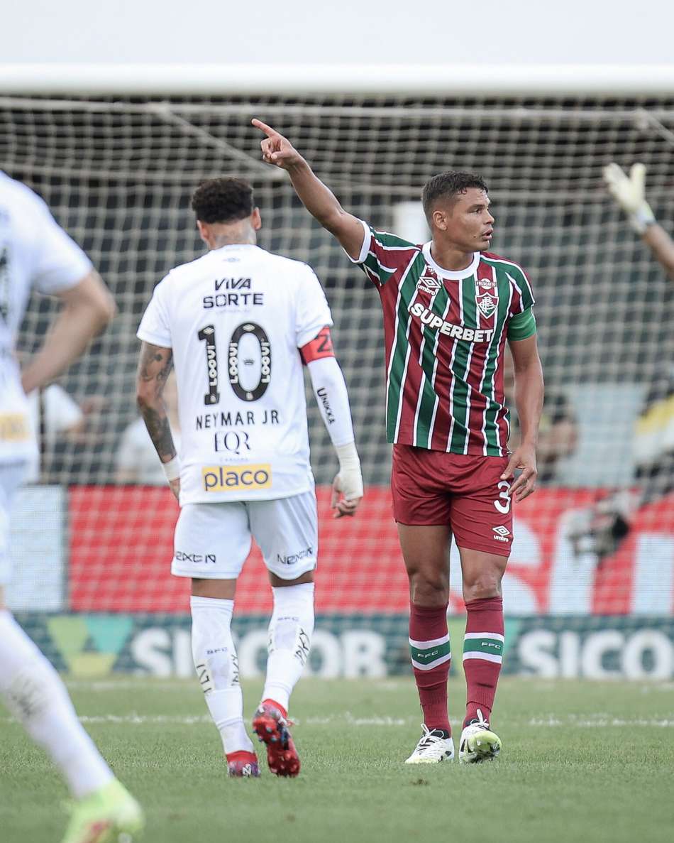 Thiago Silva e Neymar juntos em Santos x Fluminense (Foto: Marcelo Gonçalves/ Fluminense FC))