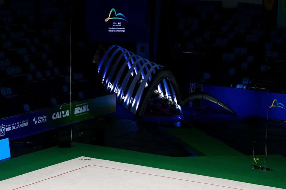 Arena Carioca pronta para receber o Mundial de Ginástica Rítmica de 2025 (Foto: Melogym/CBG)