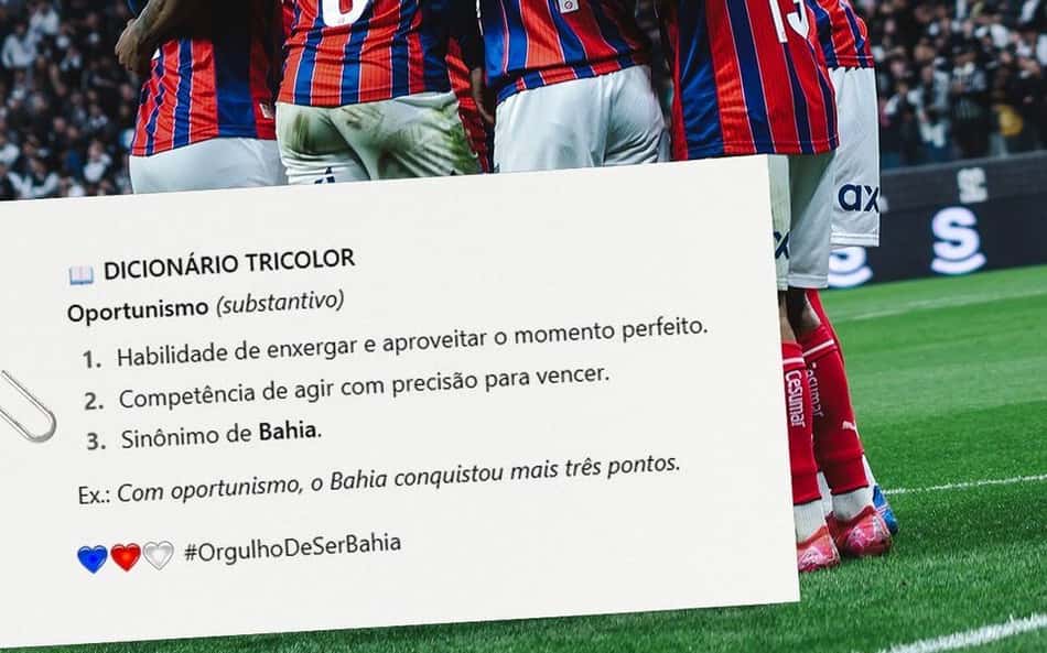 Após polêmica por Kauê Furquim, Bahia provoca o Corinthians: 'Triunfo oportunista'