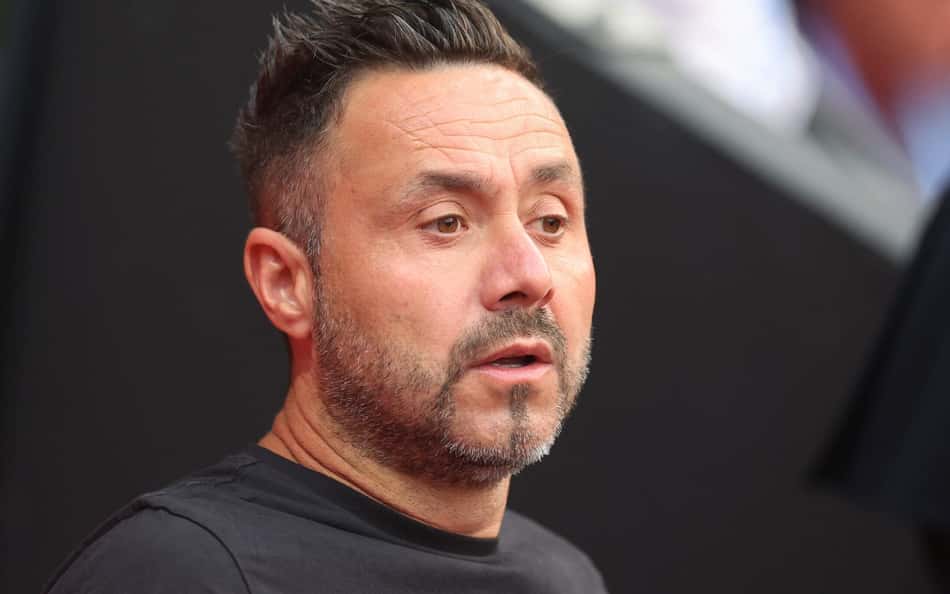 Técnico do Olympique Marseille, De Zerbi durante o jogo contra o Rennes, pela Ligue 1