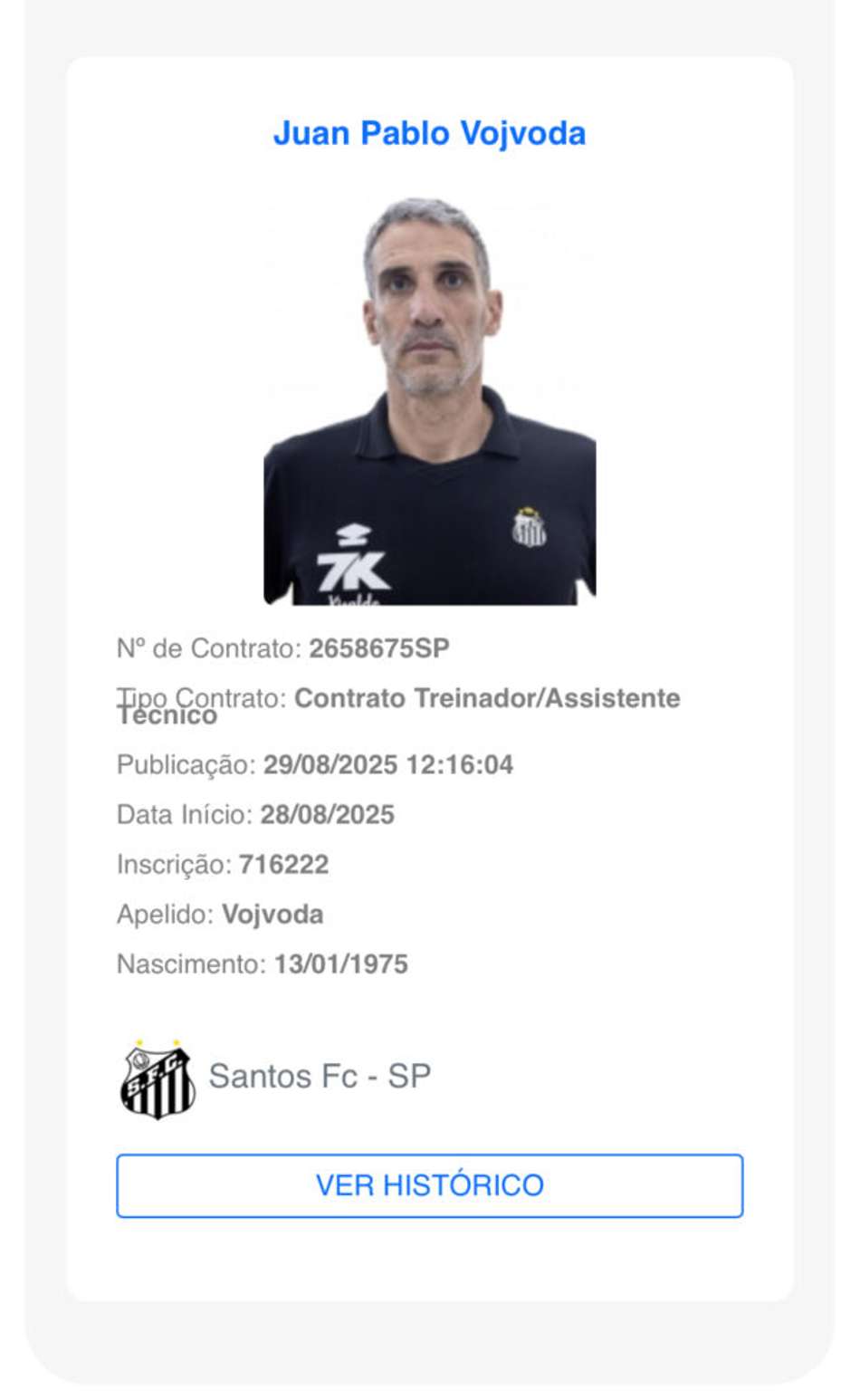 Vojvoda é regularizado no BID da CBF. (Foto: Divulgação/ CBF)