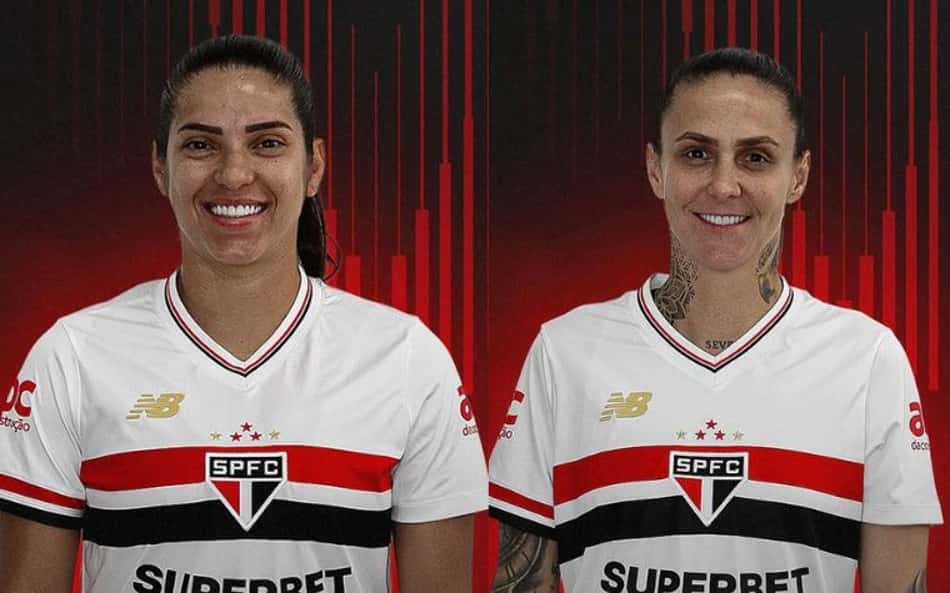 Millene e Darlene, novas contratadas do Santos Futebol Clube. (Foto: Divulgação/São Paulo Futebol Clube)