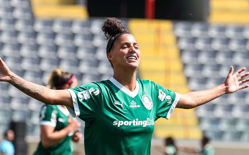 Amanda Gutierres comemora gol marcado contra o Palmeiras. (Foto: Fabio Menotti/Palmeiras)