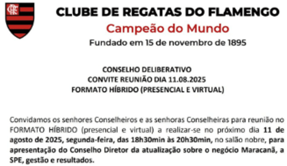 Mensagem aos conselheiros do Flamengo (Foto: Divulgação)