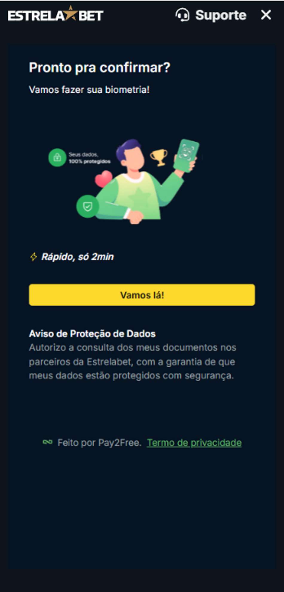 Verificação biométrica para segurança na Estrela bet