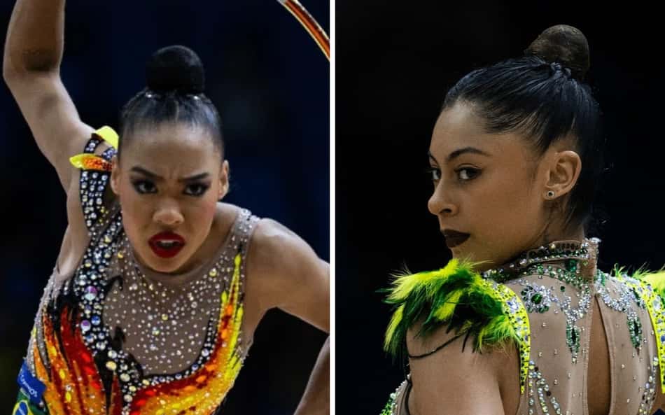 Barbara Domingos e Geovanna Santos na final do Mundial de Ginástica Rítmica (Foto: Ivan Carvalho / CBG)