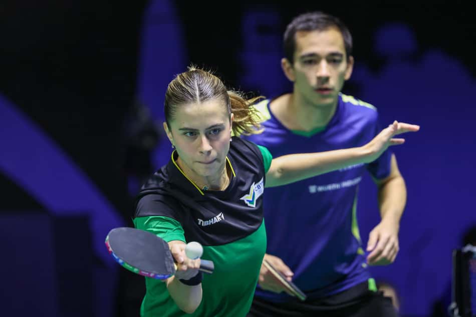 Hugo Calderano e Bruna Takahashi na dupla mista de Foz do Iguaçu (Foto: Abelardo Mendes Jr/ CalderanoTM)
