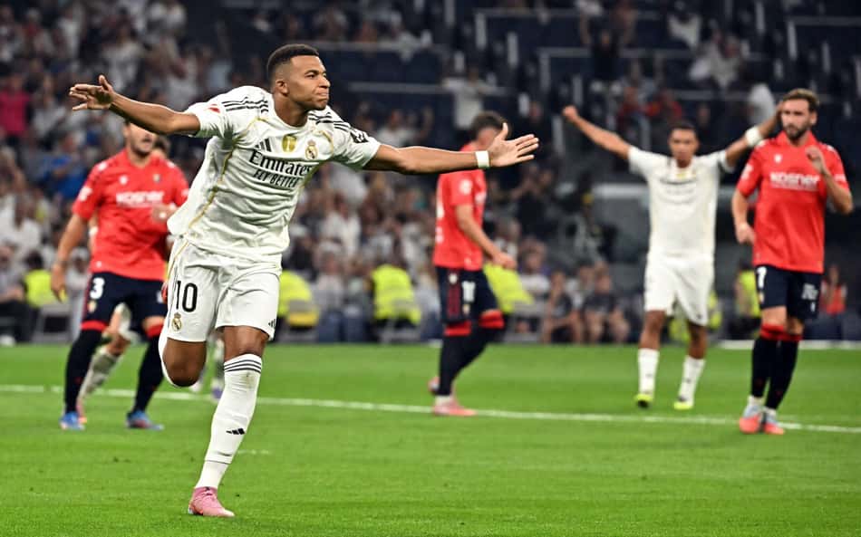 Mbappé estreia camisa 10 com gol e leva Real Madrid à vitória sobre o Osasuna em La Liga