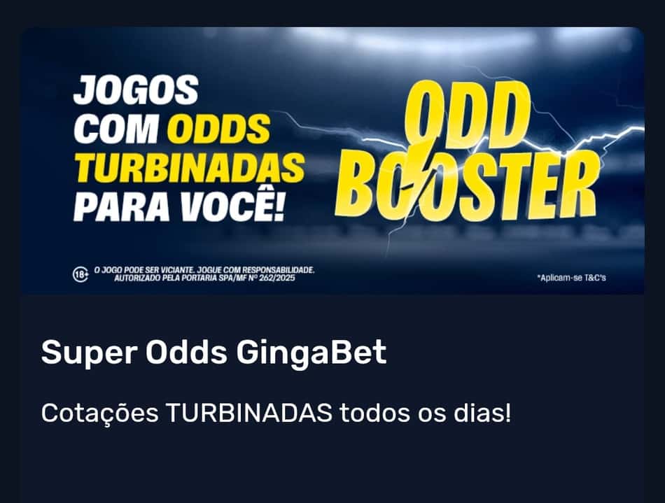 Captura de tela da promoção de SuperOdds esportivas na GingaBet.