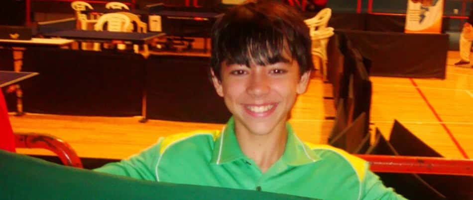 Hugo Calderano em 2008, no Latino-Americano Mirim, na Argentina, quando foi bronze nas duplas (Divulgação)