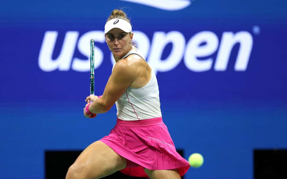 Bia Haddad na partida contra a americana Amanda Anisimova no US Open (Foto: Al Bello/Getty Images/AFP)