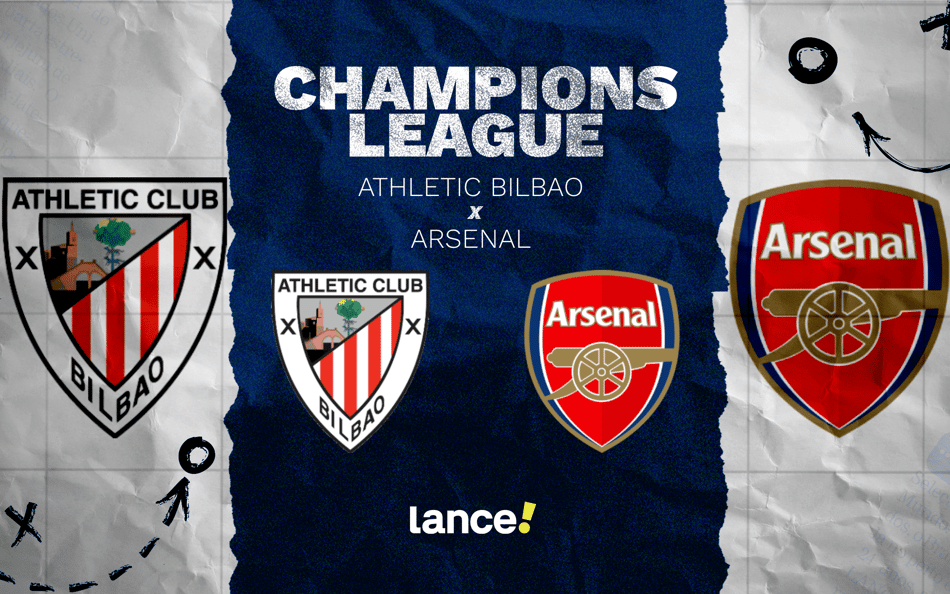 Athletic Bilbao x Arsenal: primeira rodada da fase de liga da Champions League (Foto: Arte/Lance!)