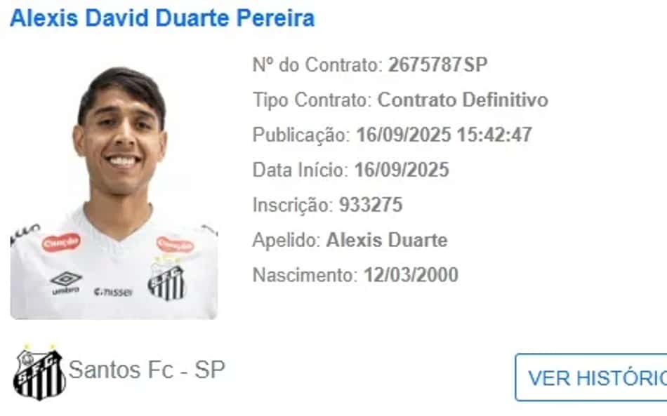 Alexis Duarte é regularizado no BID e pode estrear pelo Santos no clássico