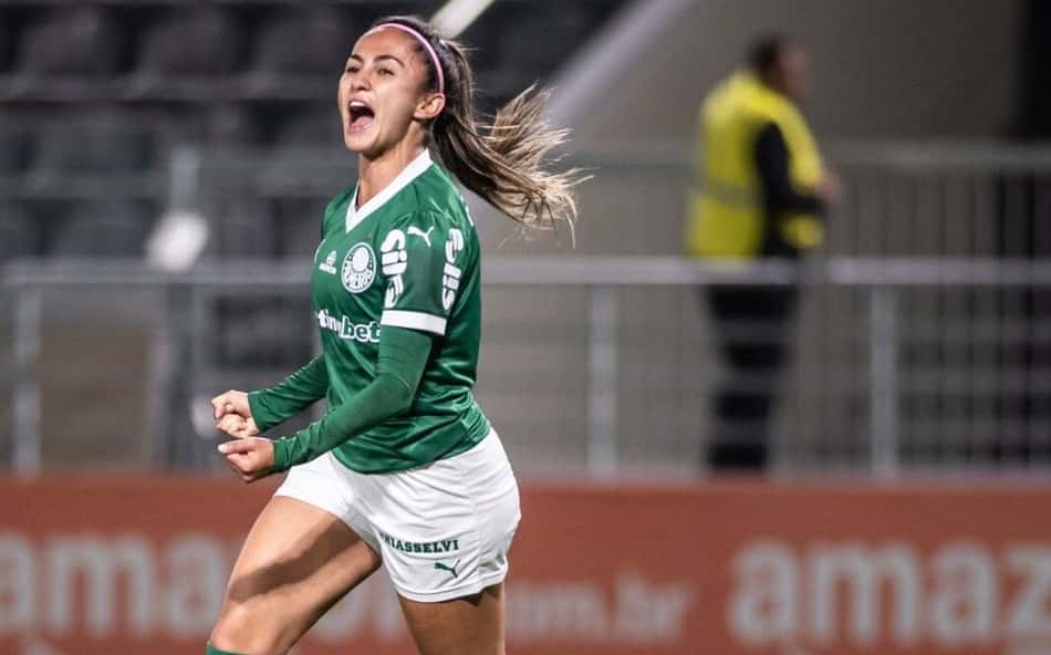 Diany comemora seu gol pelo Palmeiras contra o Realidade Jovem pelo Paulistão Feminino