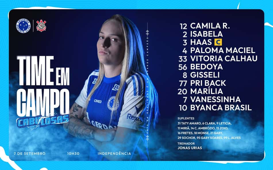 Escalação do Cruzeiro para enfrentar o Corinthians na final do Brasileirão Feminino