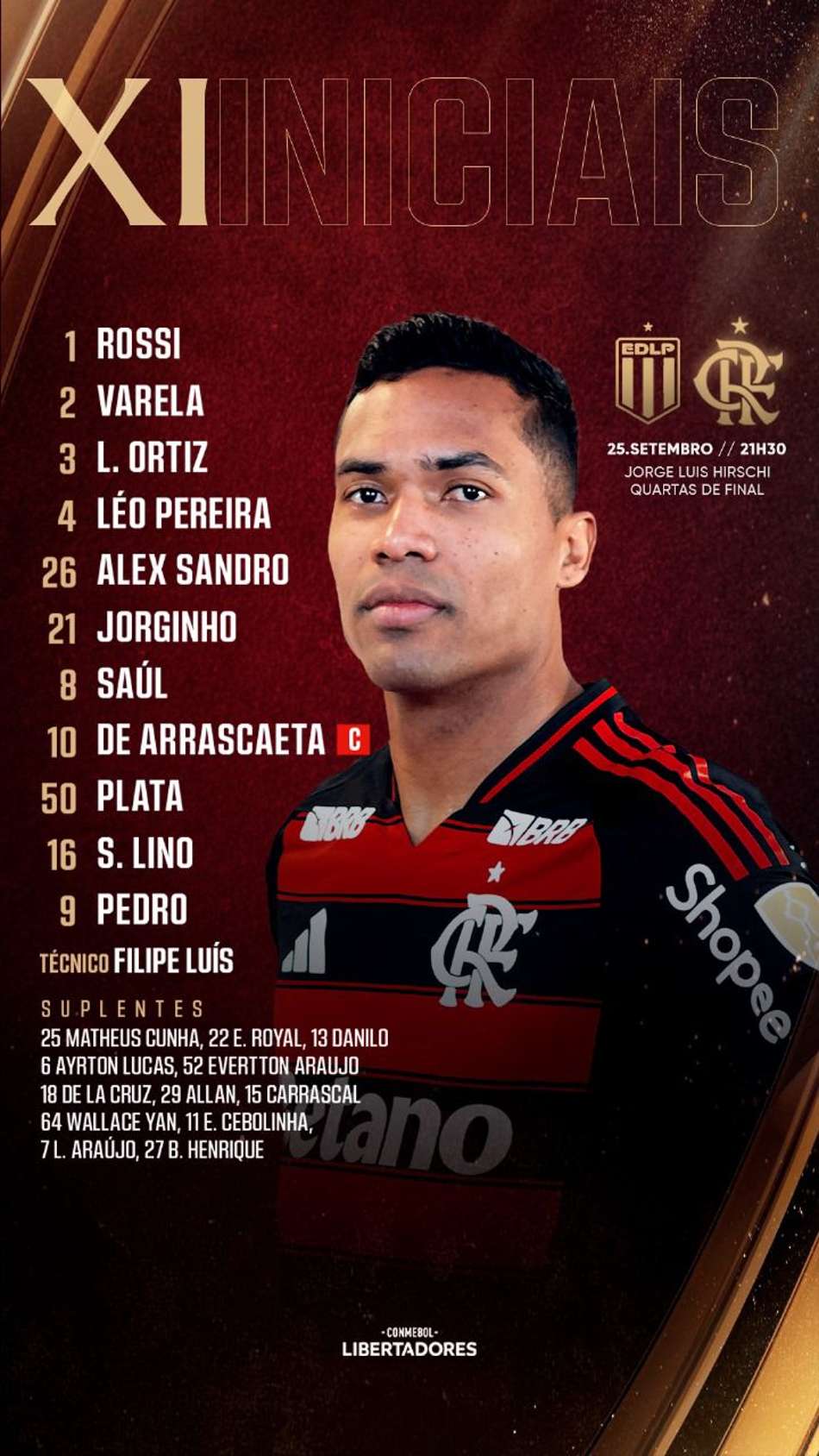 Escalação Flamengo Estudiantes volta