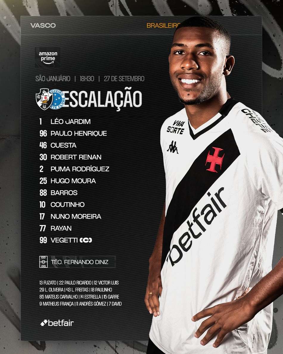 Escalação Vasco Cruzeiro