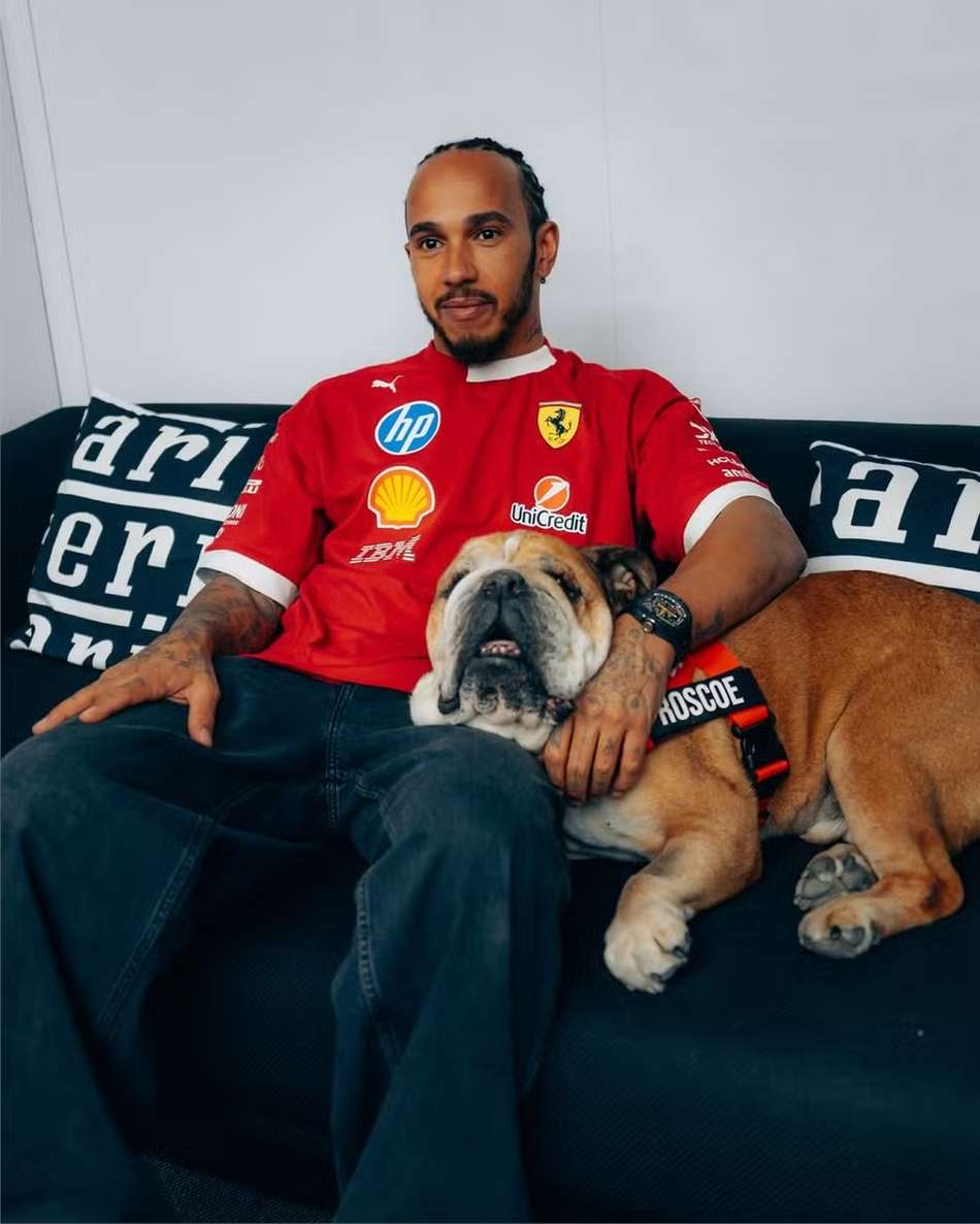 Hamilton e seu cão, Roscoe (Foro: Reprodução/Instagram)