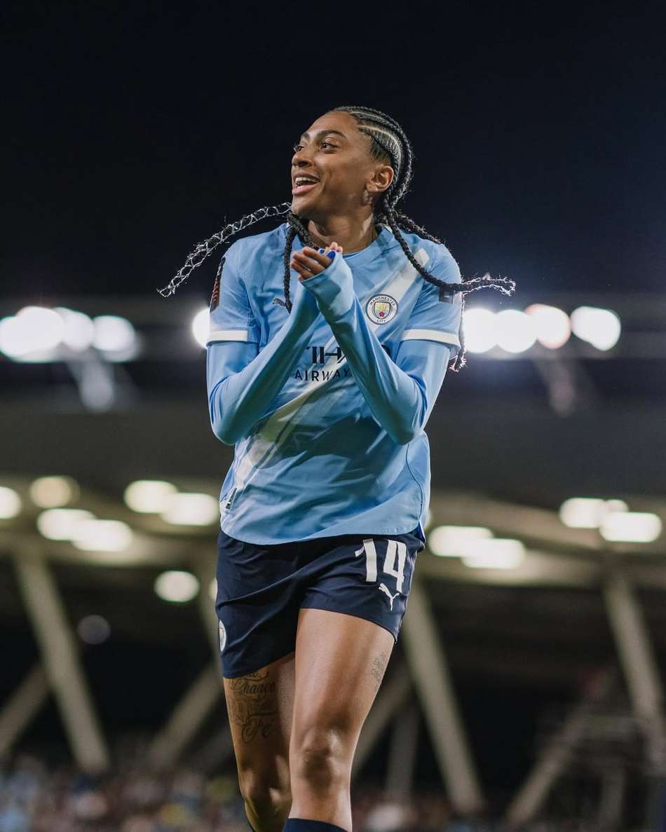 Kerolin em campo pelo Manchester City na WSL (Foto: Reprodução/Manchester City)