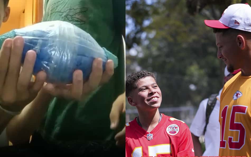Saymon Henrique ficou conhecido após fazer bola oval de garrafa pet (Foto: Acervo pessoal | NFL Brasil)