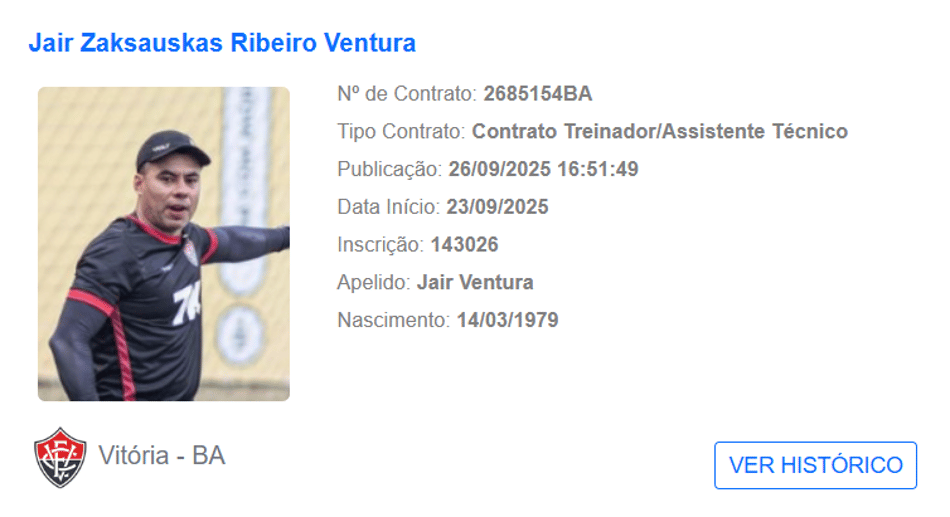 Jair Ventura é regularizado no BID e pode estrear pelo Vitória (Foto: reprodução)