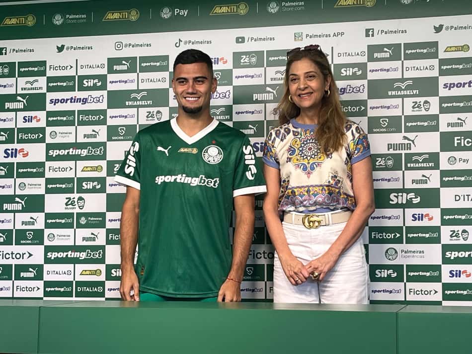Leila Pereira, presidente do palmeiras, ao lado de Andreas Pereira