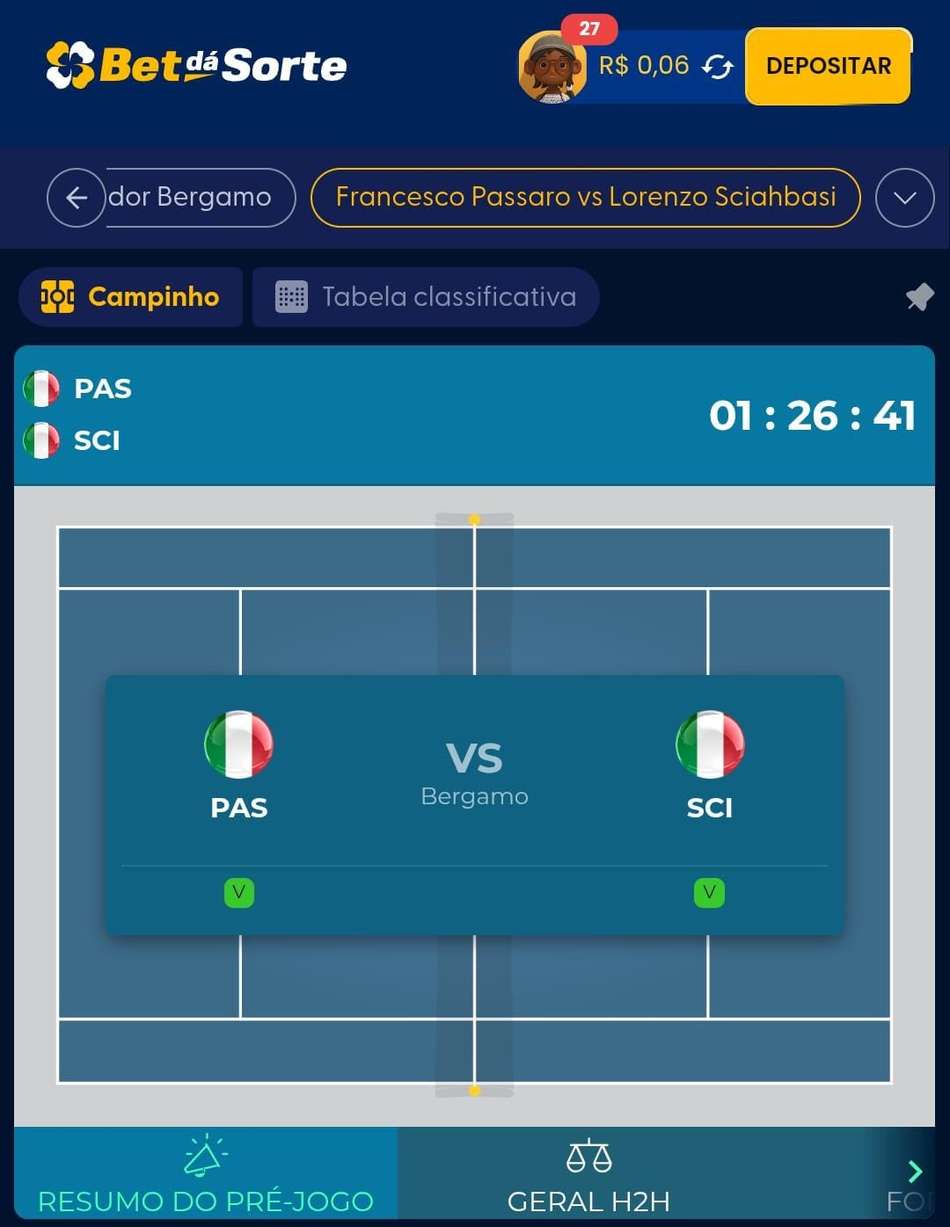 : Captura de tela de aposta no tênis na Bet Dá Sorte