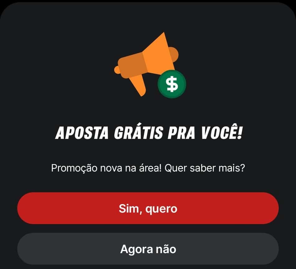 Captura de tela da aposta grátis sem depósito na Superbet