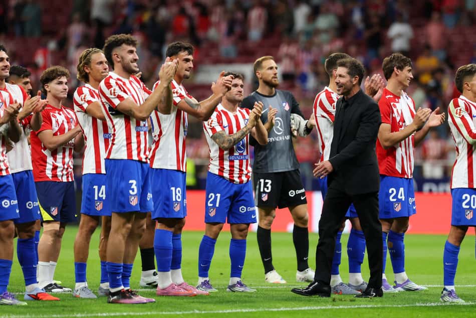 Jogadores do Atlético de Madrid após a partida contra o Villarreal pela La Liga 2025/26 (Foto: Thomas Coex/AFP)