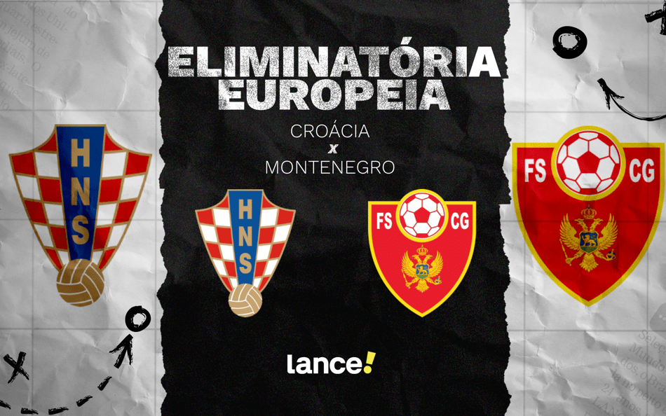 Croácia x Montenegro: sexta rodada pelas Eliminatórias Europeias (Foto: Arte/Lance!)