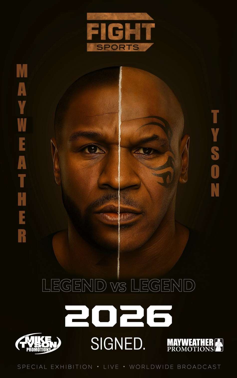 Mike Tyson e Mayweather se enfrentam no boxe (Foto: Reprodução)