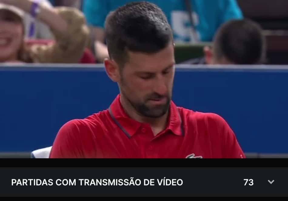 Captura de tela com transmissão ao vivo de tênis pelo Superbet App