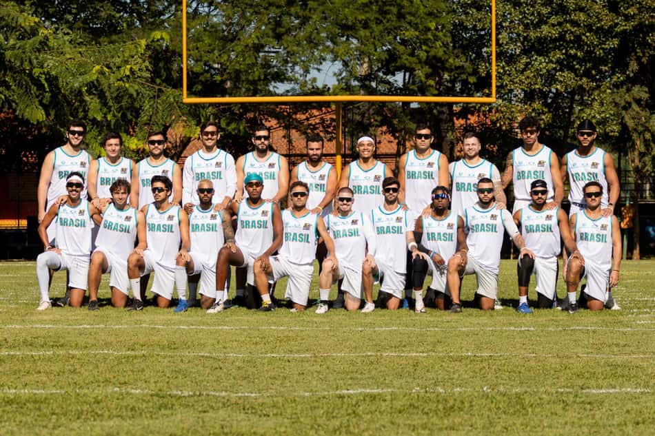 Seleção Brasileira masculina de flag football (Foto: Yan Barros / @byarros / CBFA)