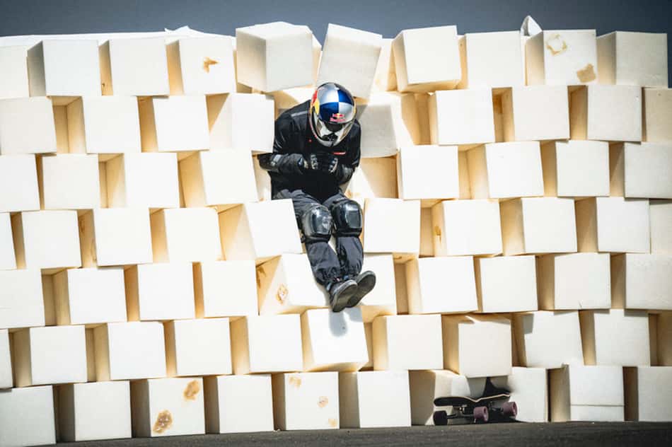 A parede de espuma ao final da descida de Mineirinho (Marcelo Maragni / Red Bull Content Pool)