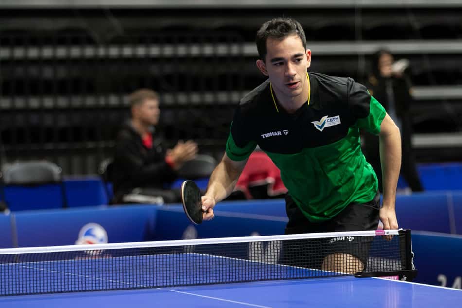 Hugo Calderano em ação no Pan-Americano de tênis de mesa (Foto: Divulgação)